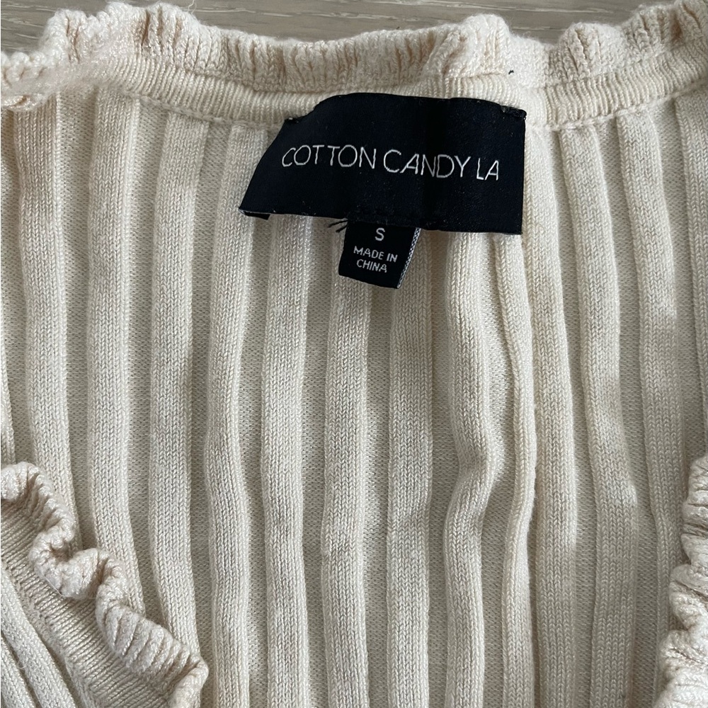 Cream Ribbed Long Sleeve Top - Picture 3 of 3